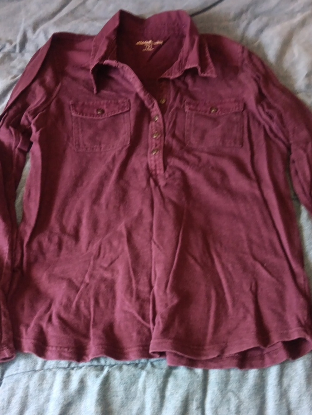 Plum Textured Button Accent Top